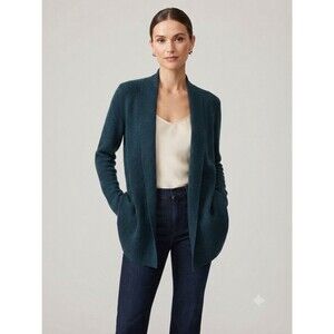 Eileen Fisher Womens Super Fine Merino Wool Open Cardigan Blue Size Petite M